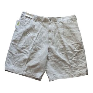 Caribbean Linen Blend Bermuda Shorts Size 40 Men's Pleated Beige Laggenlook